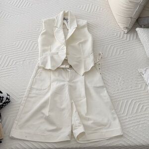 NONchalant White Vest and Shorts Set
